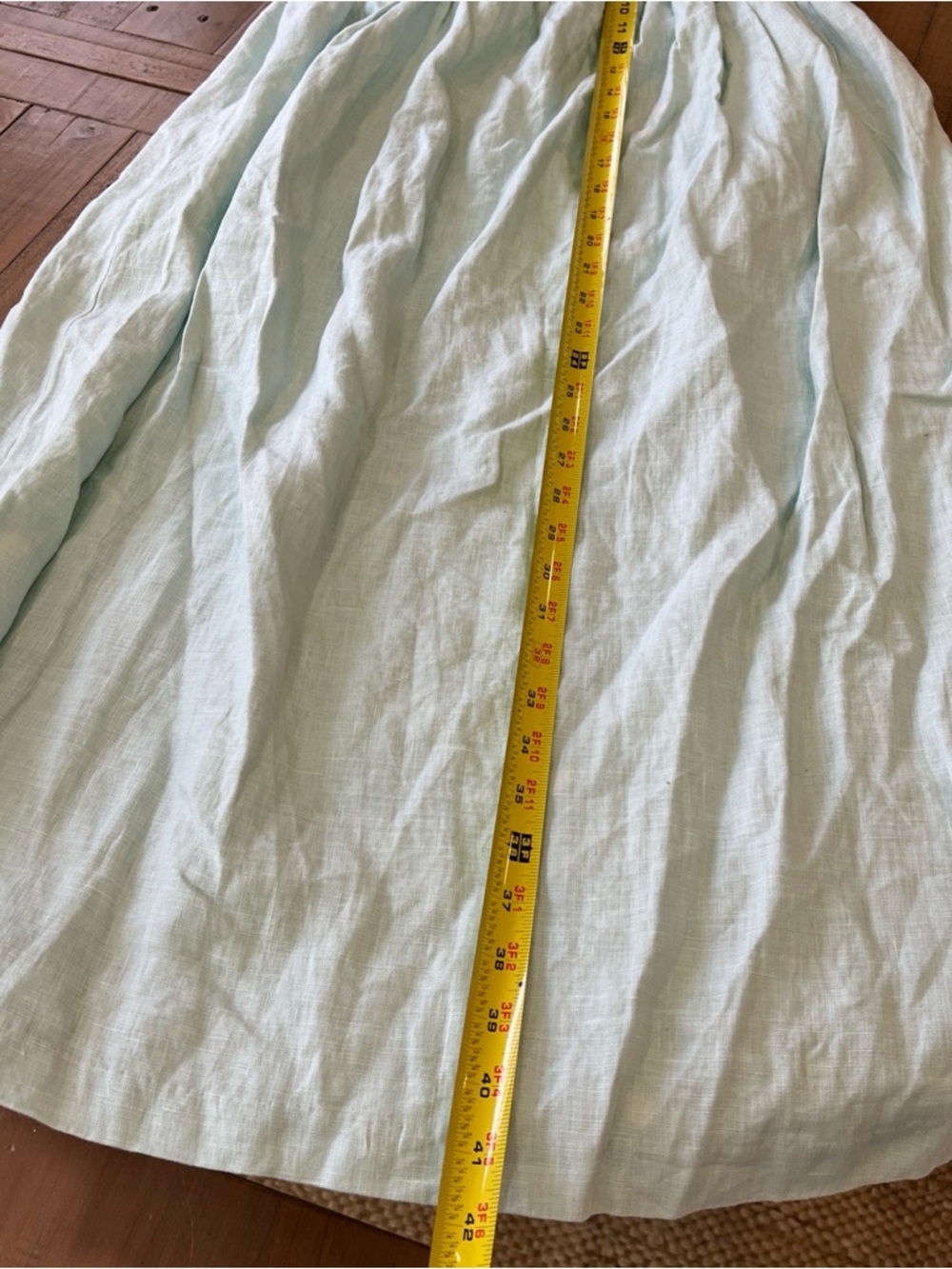 Pepin Anthropologie Linen Halter Dress MIDI Size 0 Aqua Beaded Pocket New Damage - Picture 13 of 14